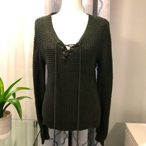 Knit Lace-up Sweater